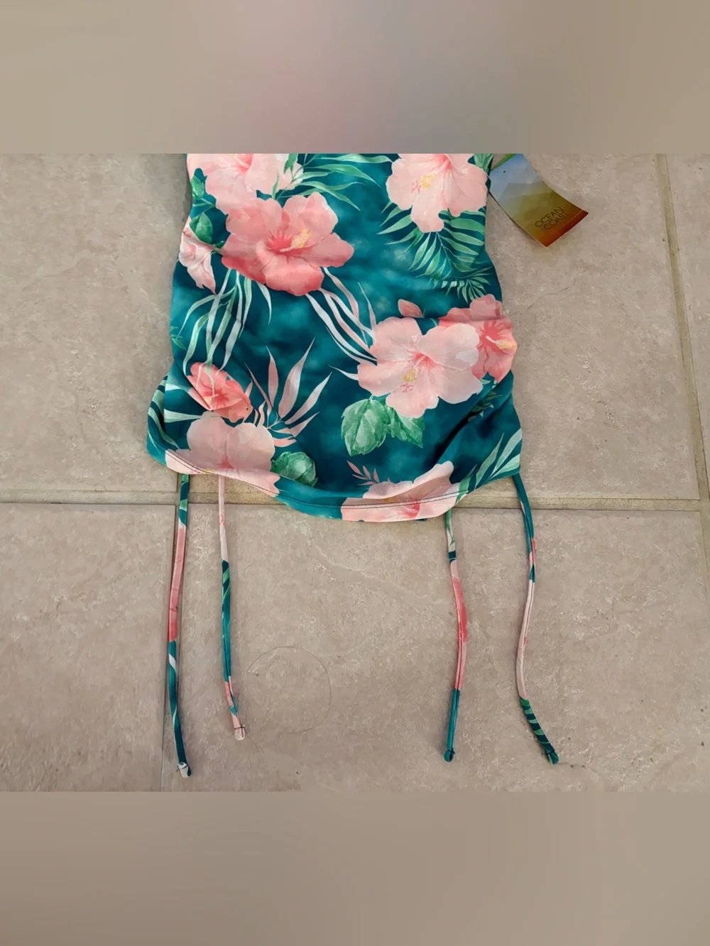 NWT Belk Women’s Floral Ruched Tankini Swim Top - Size 1X